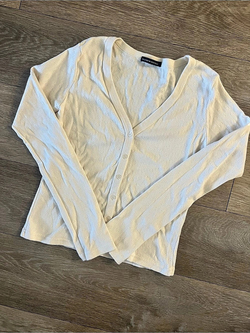 Brandy Melville Pointelle Knit Cardigan in Cream NWOT